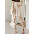 Paperbag-waist A-line Shorts Beige - One Size