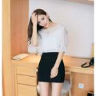 Set: Elbow-sleeve Top + Camisole Top + A-line Skirt