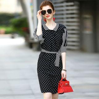 Mixed Print Silk Shirtdress
