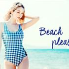 Band-side Gingham Swimsuit