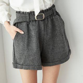Square Buckled Belt High Waist Shorts