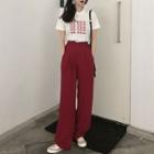 Short-sleeve Letter T-shirt / Wide-leg Pants