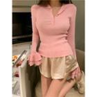 Long-sleeve T-shirt / Pleated A-line Dress
