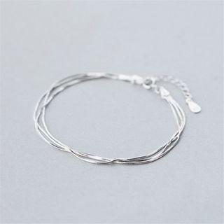 Layered Sterling Silver Bracelet Silver - One Size