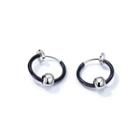 Simple Fashion Personality Black Geometric Round Bead 316l Stainless Steel Stud Earrings Silver - One Size