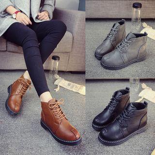 Hidden Wedge Faux Leather Short Boots