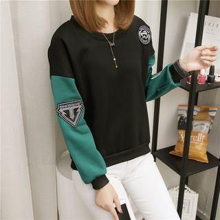 Applique Panel Long-sleeve Sweatshirt