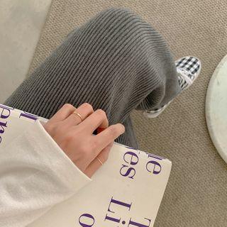 Drawstring Wide Rib-knit Pants