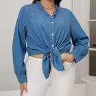 Plus Size Long Sleeve Denim Shirt