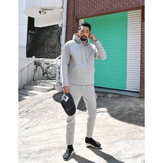 Set: Kangaroo-pocket Neoprene Hoodie + Cargo Pants