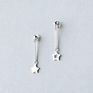 925 Sterling Silver Non-matching Star Drop Earring