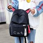 Cat Ear Accent Lettering Backpack
