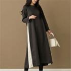Contrast-trim Napped T-shirt Dress