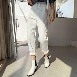 Fringe-hem Baggy Pants