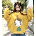 Frilled Printed Sweatshirt