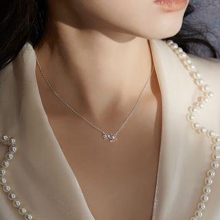 Flower Sterling Silver Necklace 1pc - Silver - One Size