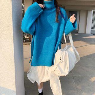 Turtleneck Long-sleeve Split Sweater