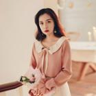 Collared Bell-sleeve Knit Top