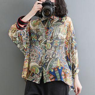 Long Sleeve Print Shirt Jacket