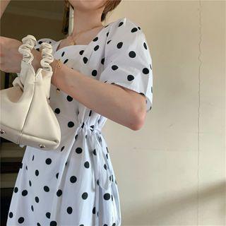 Square Neckline Puff-sleeve Dress