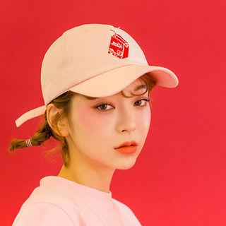 Strawberry Milk Embroidered Baseball Cap Milk - Pink - One Size