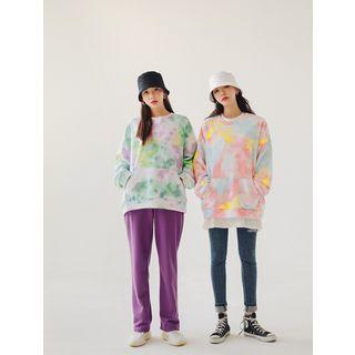 Kangaroo-pocket Tie-dye Pullover
