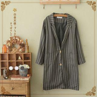 Pinstriped Long Blazer