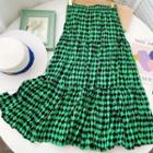 Diamond Pattern Tiered Midi A-line Skirt