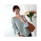 Square-neck Tie-sleeve Top