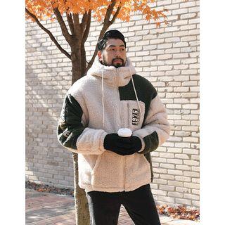 Hooded Two-tone Sherpa-fleece Jacket