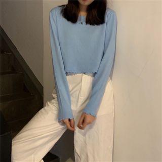 Lettuce Edge Cropped Knit Top