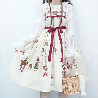 Floral Print A-line Jumper Dress / Handkerchief