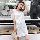 Cut Out Short-sleeve A-line Lace Dress