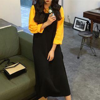 Plain Oversize Long-sleeve T-shirt / Midi Jumper Dress