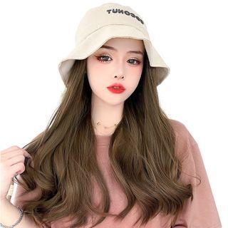 Hair Extension / Lettering Embroidered Bucket Hat / Hair Net / Set