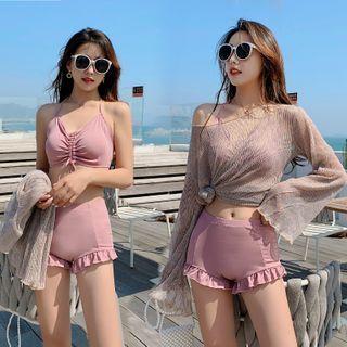 Set: Bikini Top + Bottom + Sheer Cover-up