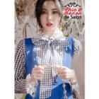Lace-detail Gingham Blouse With Tie