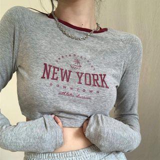 Print Crop T-shirt Gray - One Size