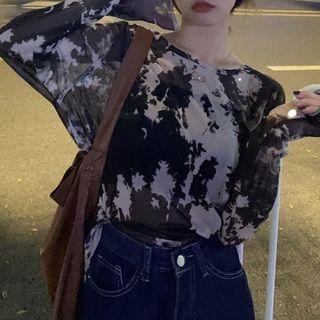 Dye Print Long-sleeve T-shirt T-shirt - Dye - One Size