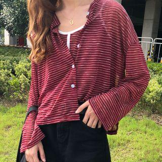 Set: Striped Buttoned Jacket + Striped Camisole Top