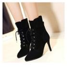 Stiletto Lace-up Panel Short Boots