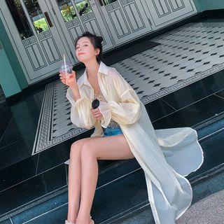 Lantern-sleeve Long Shirt