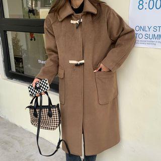 Plain Toggle Long-sleeve Coat