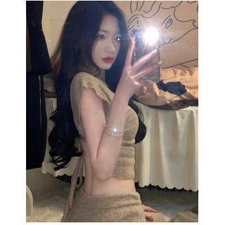 Cap-sleeve Tie Back Top / Pants