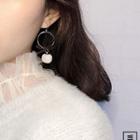 925 Sterling Silver Pom Pom Dangle Earring 1 Pair - Beige - One Size