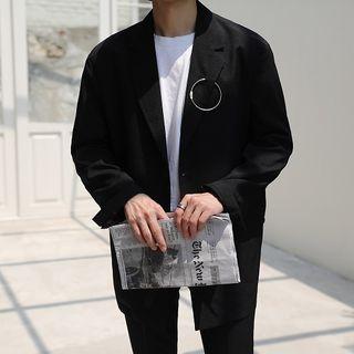Single Button Hoop-detail Blazer