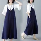 Plain Short-sleeve Wide-leg With Jumpsuits