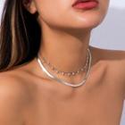 Set: Snake Chain Layered Necklace + Faux Pearl Necklace