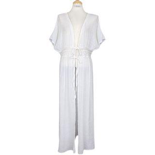 Tie-waist Long Swim Coverup White - One Size