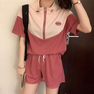 Set: Short-sleeve Half-zip Top + Shorts